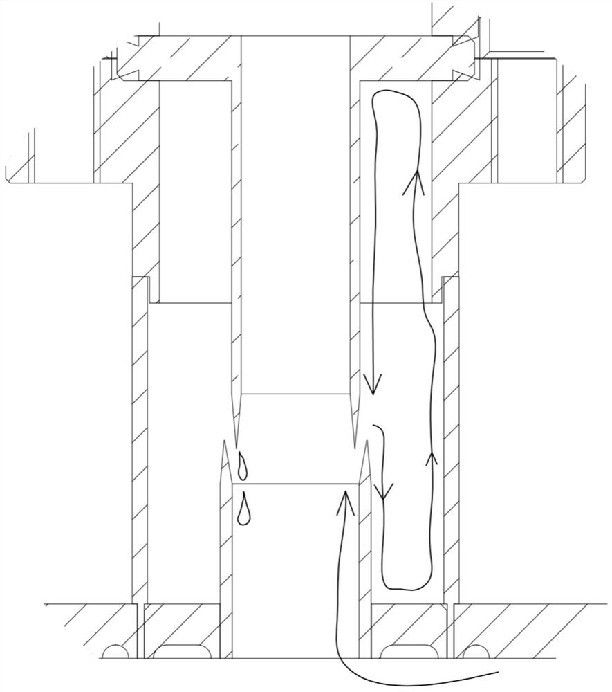 Reverse knife edge pipe type helium-4 supercurrent suppressor