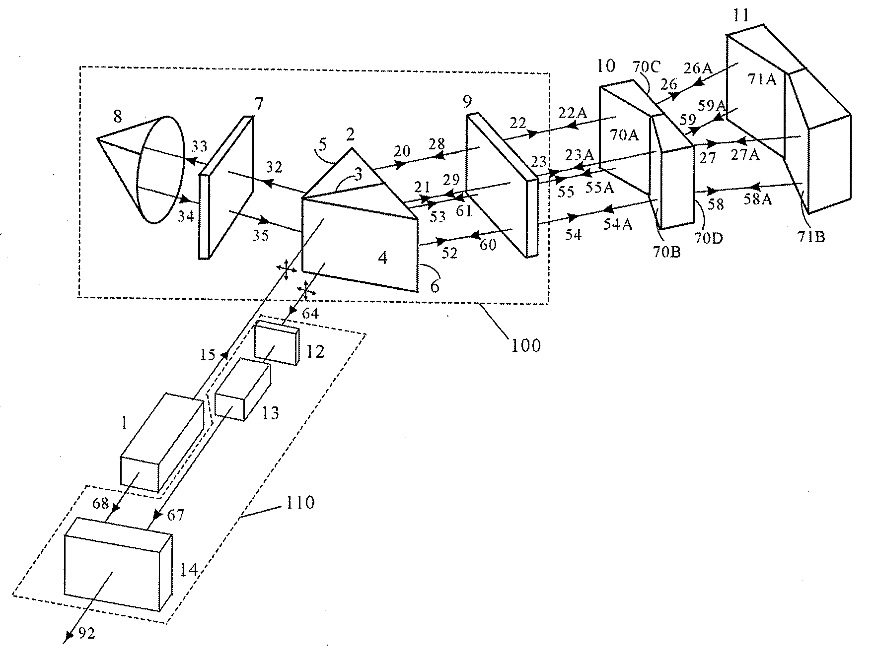 Laser interferometer system for measuring roll angle