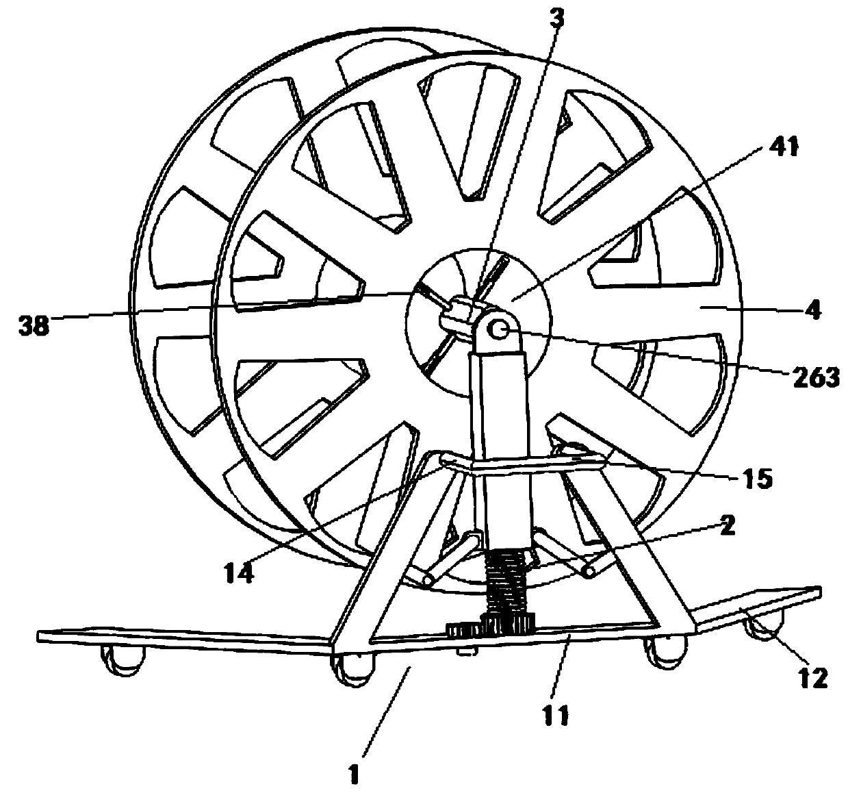 A high-efficiency optical cable reel pay-off device from the upper reel