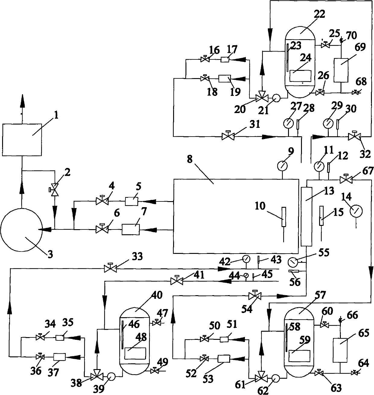 System for testing heat-transfer performance of gas-water-oil heat interchanger