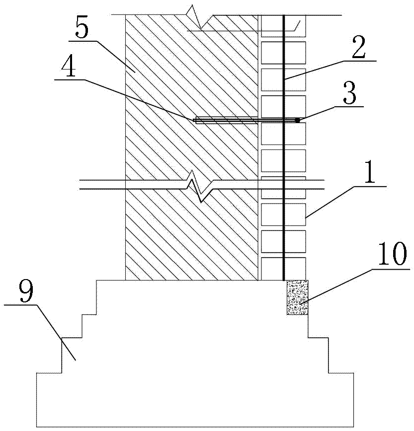 Existing building exterior wall reconstruction structure and construction method