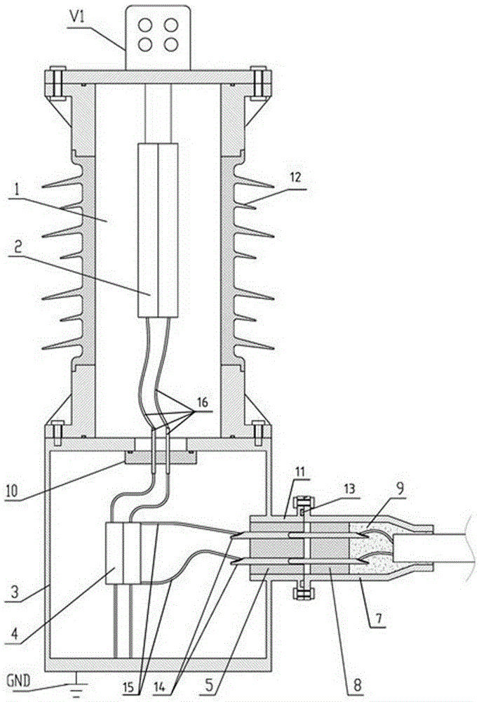 Dual-gas chamber direct-current voltage divider