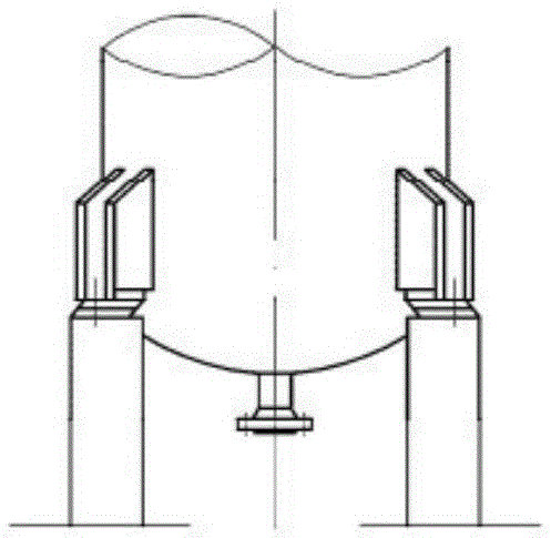 A tower body flexible bracket/group and analytical tower device fixed on the foundation