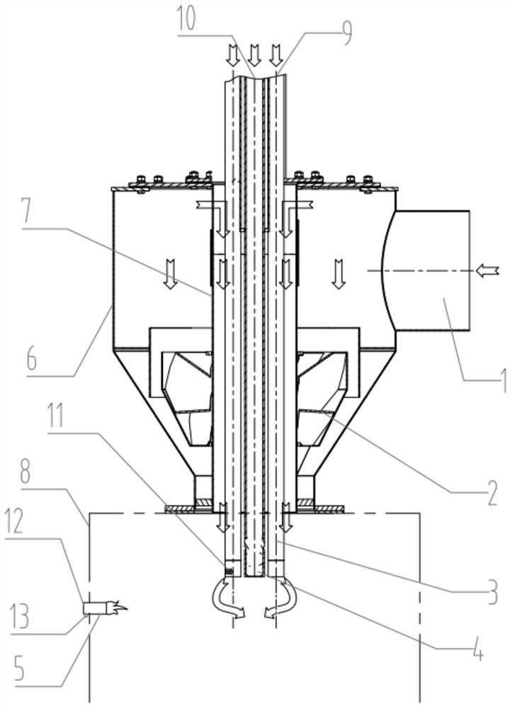 Composite combustion system with acid gas and fuel gas spray guns