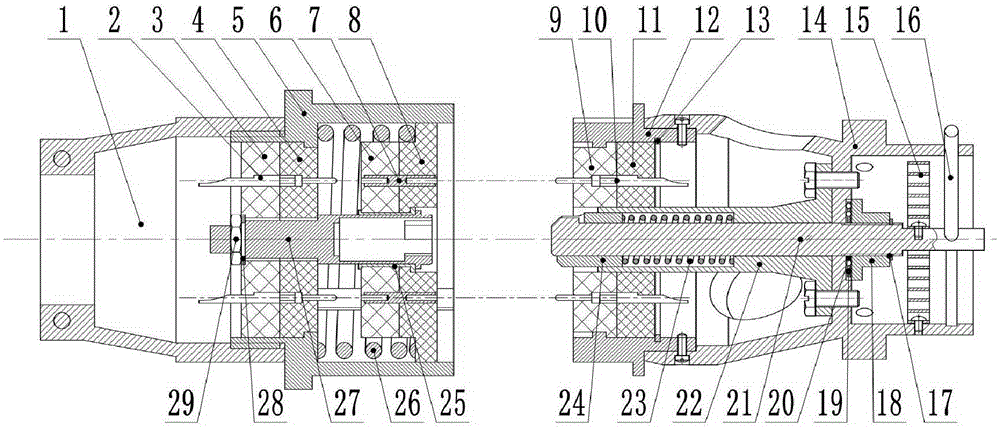 Center torsion type separation break-away electric connector