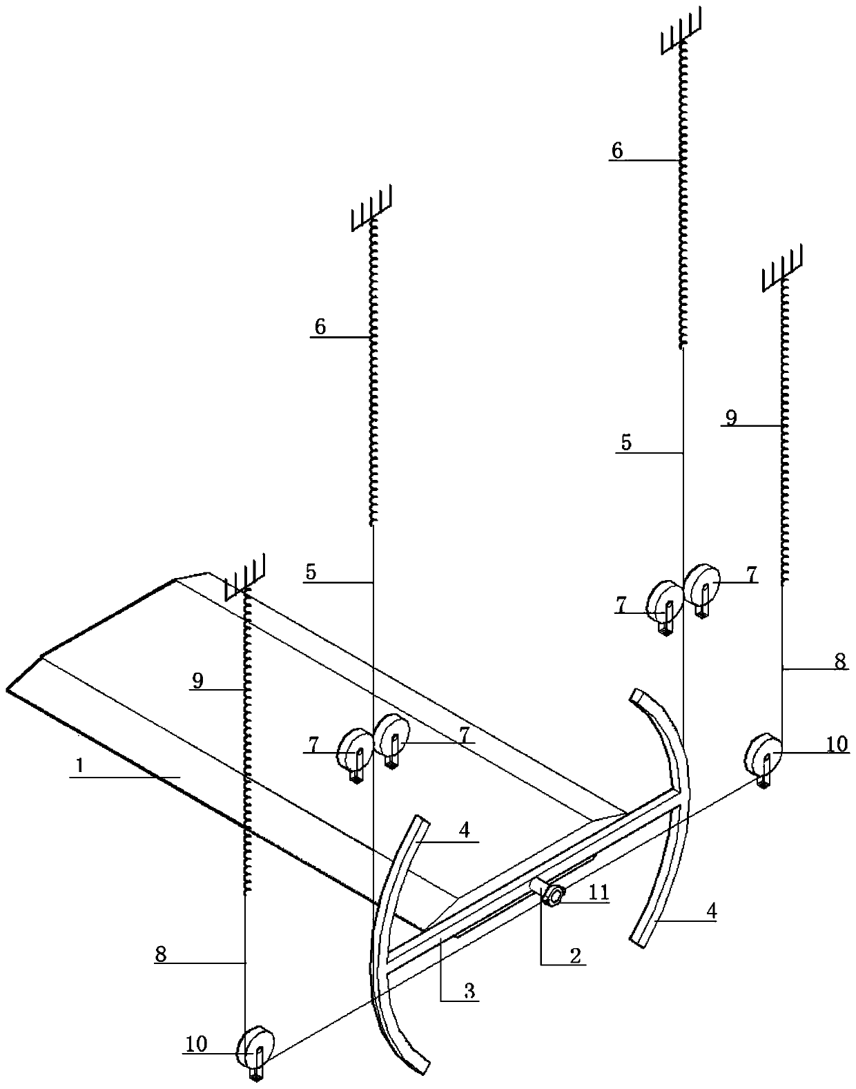 A three-degree-of-freedom large-amplitude free vibration wind tunnel test device