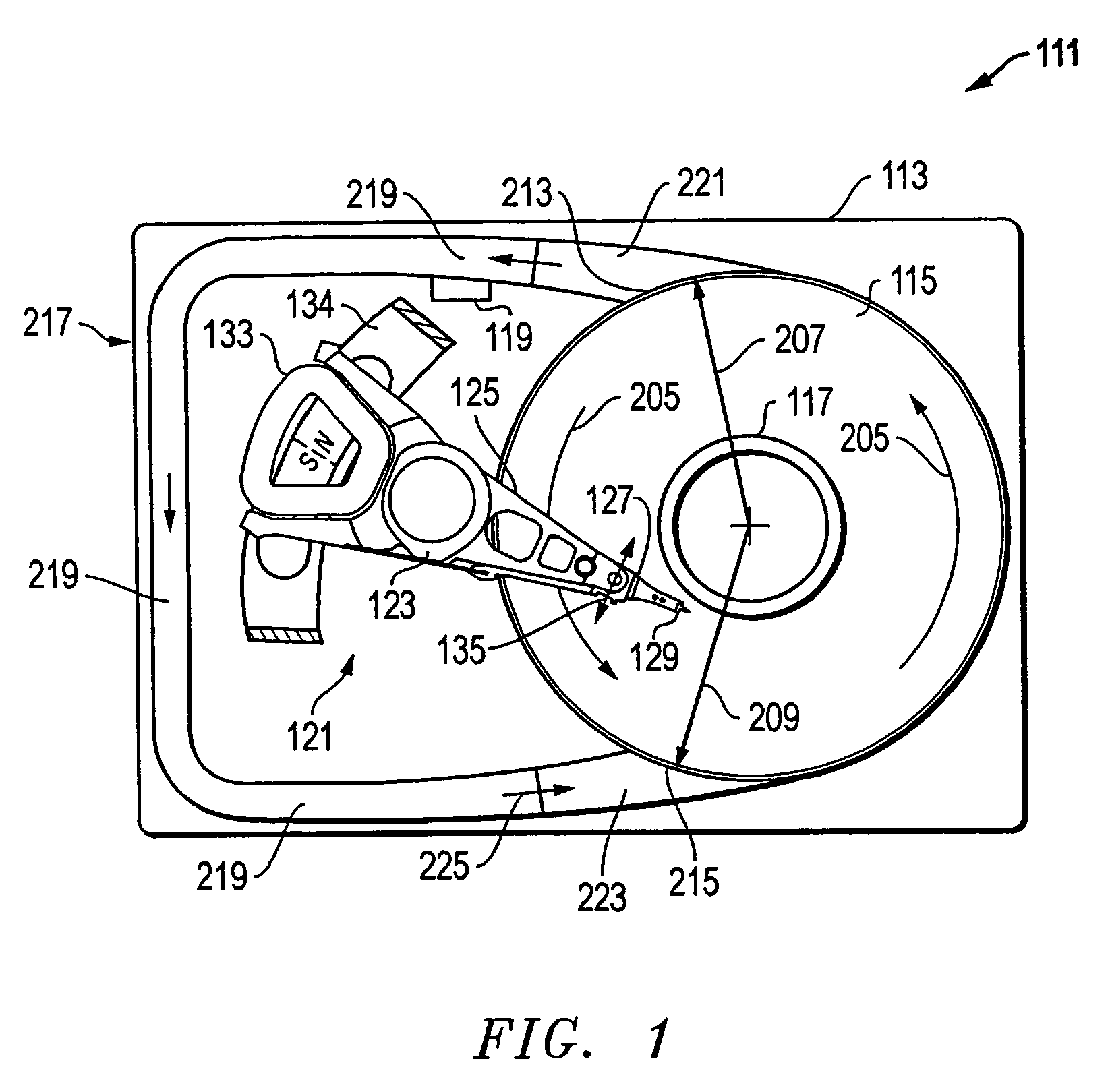 Aerodynamic diffuser, contraction, and fairing for disk base and re-acceleration drag reduction in hard disk drives