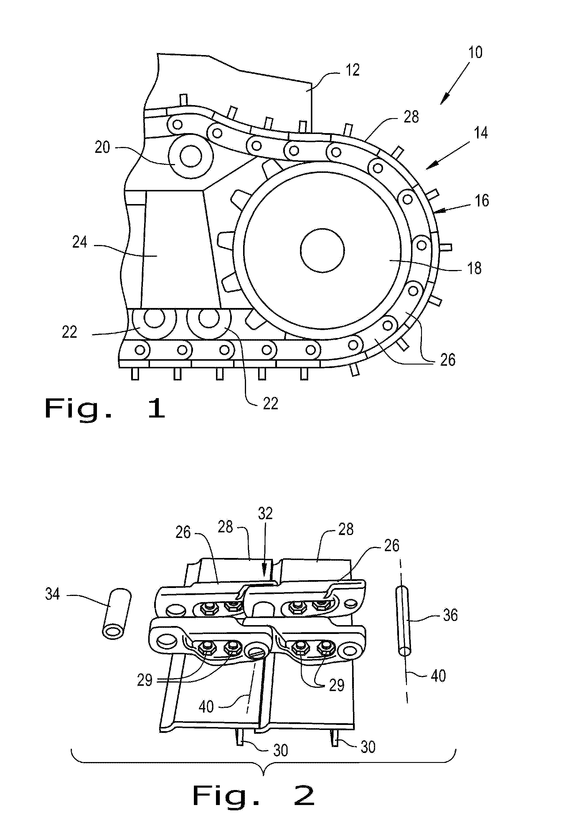 Track chain joint for a crawler type work vehicle