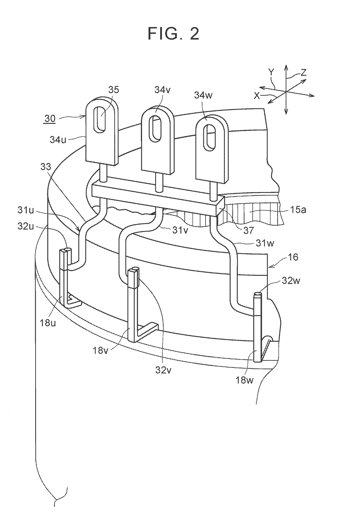 Terminal block connection structure in rotary electric machine