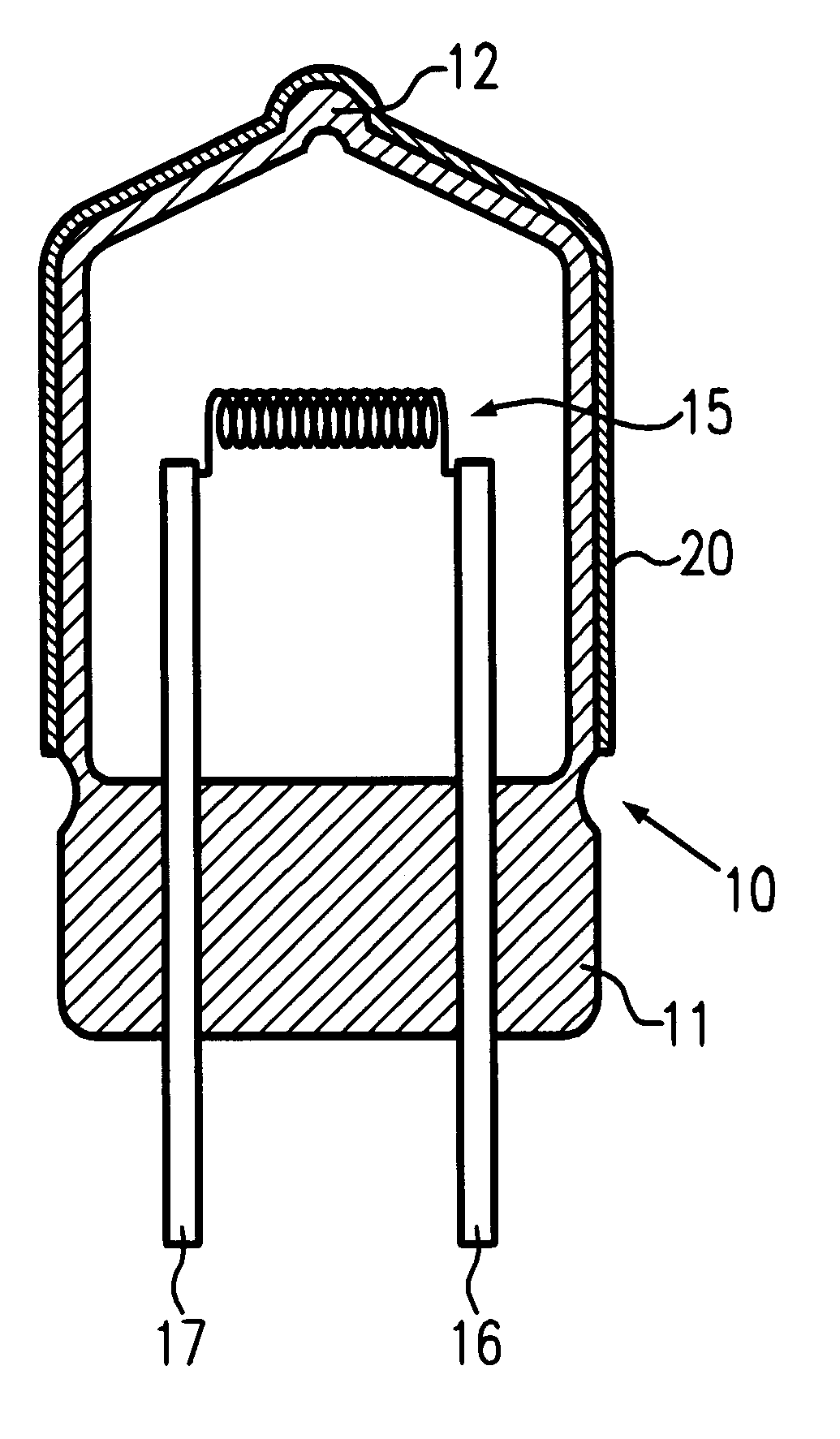 Filament lamp for emission of yellow light