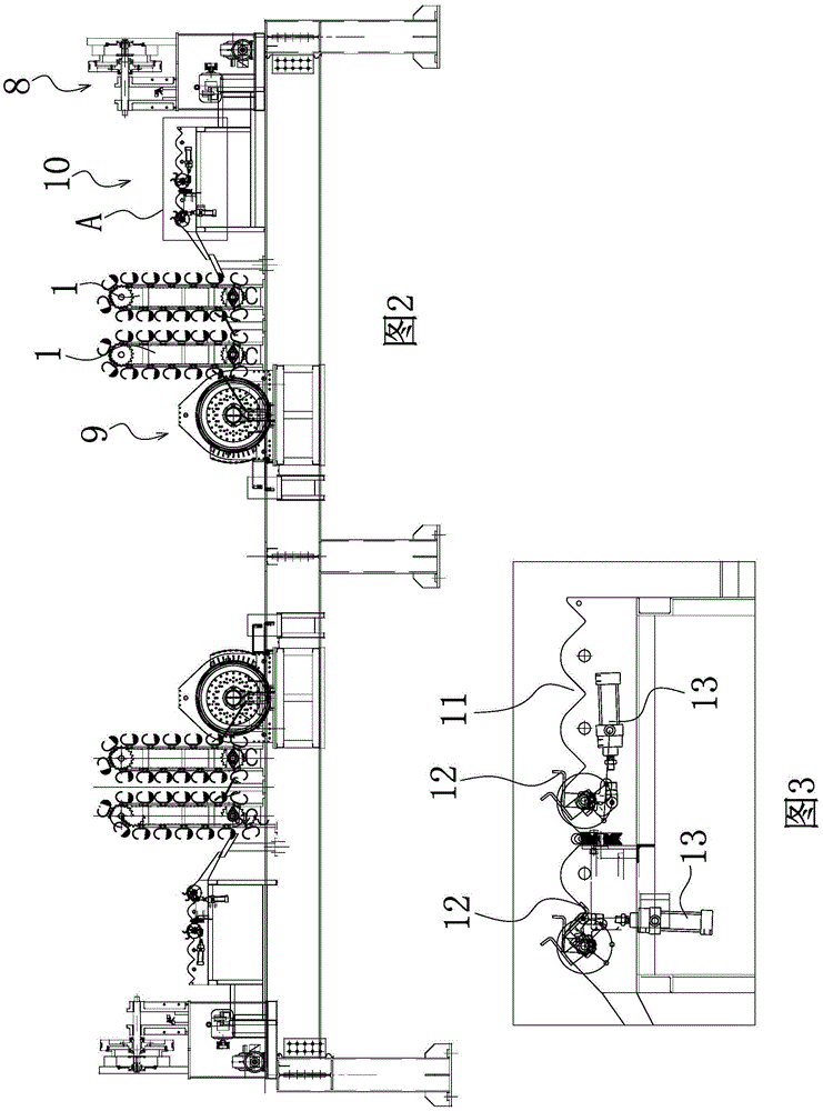 Weaving cage rebar storage rack used for pipe pile production line and weaving cage rebar conveying device