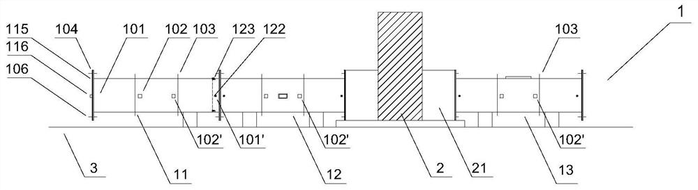 Gas explosion simulation test device and system in the space of underground utility tunnel