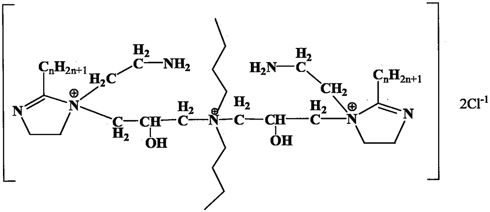 Gemini imidazoline-ammonium-salt and preparation method and application thereof