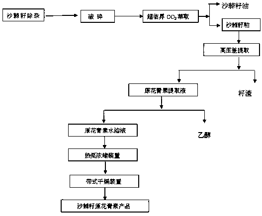 Method of continuously extracting procyanidine of seabuckthorn seeds efficiently with high pressure difference at room temperature