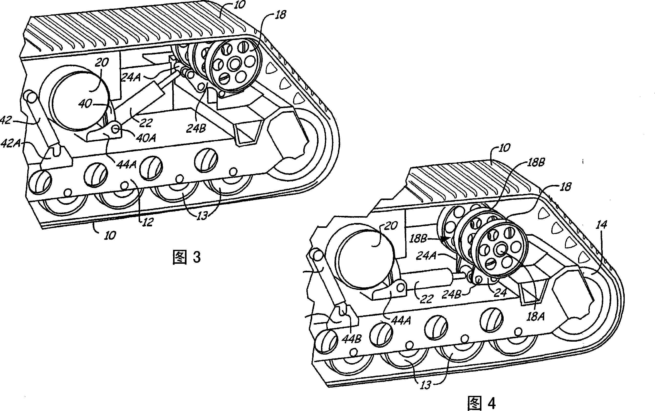 Collapsible track undercarriage for installation and tensioning