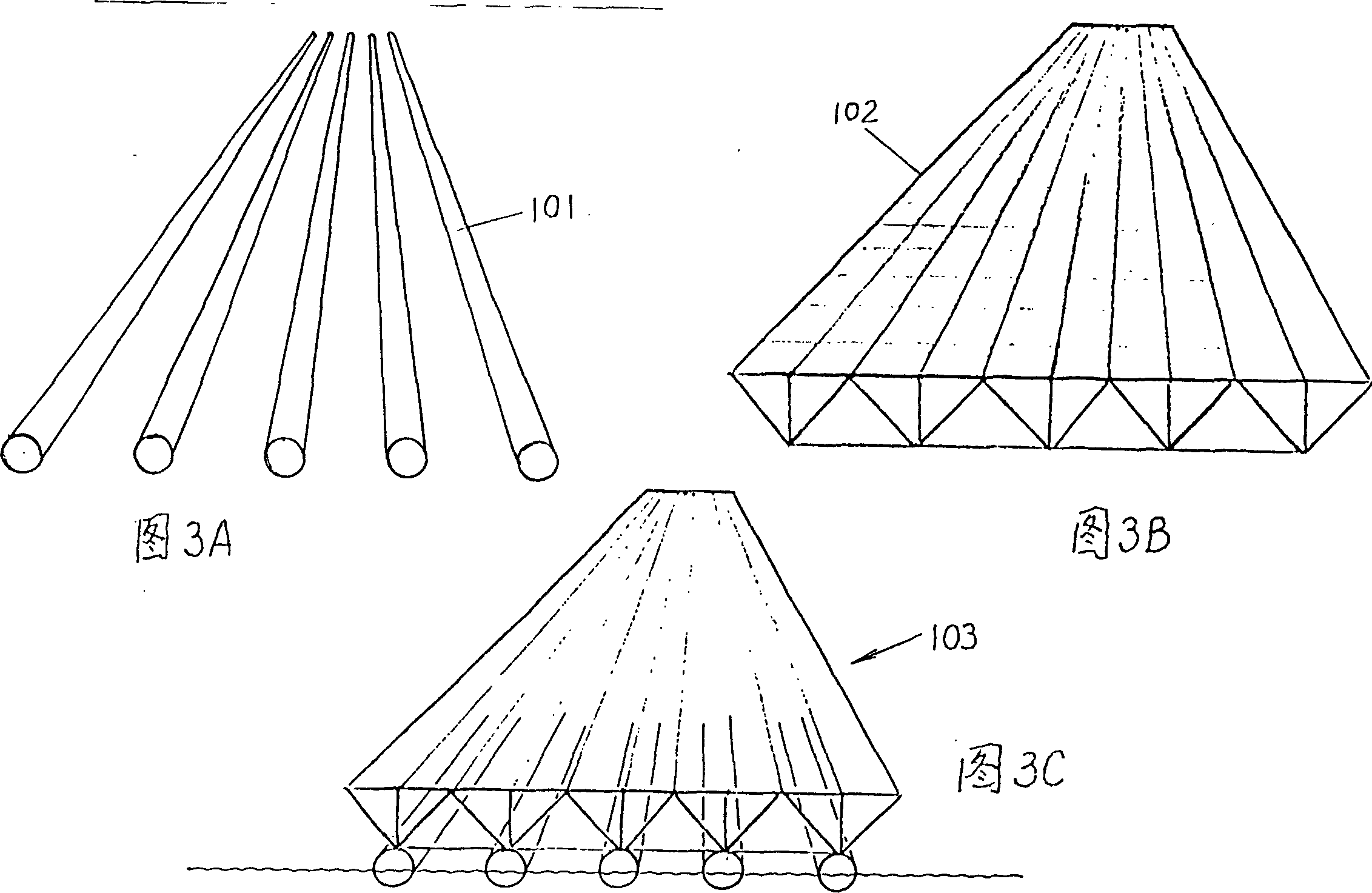 Raft type floating type platform at sea