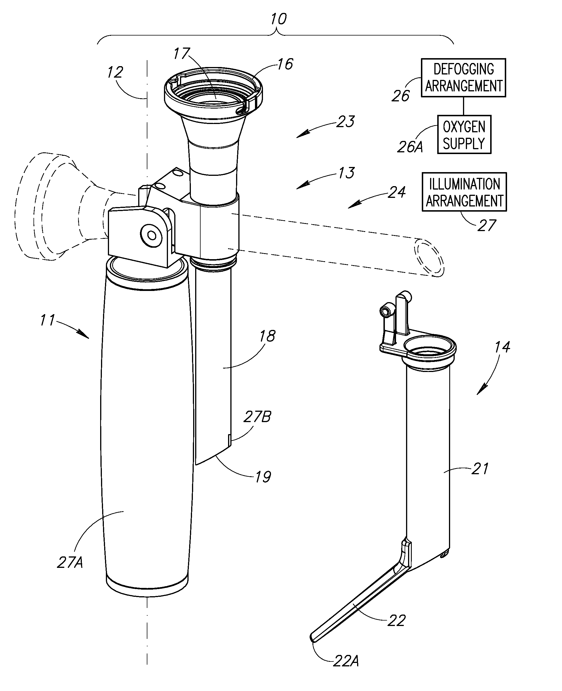 Laryngoscope assembly with enhanced viewing capability