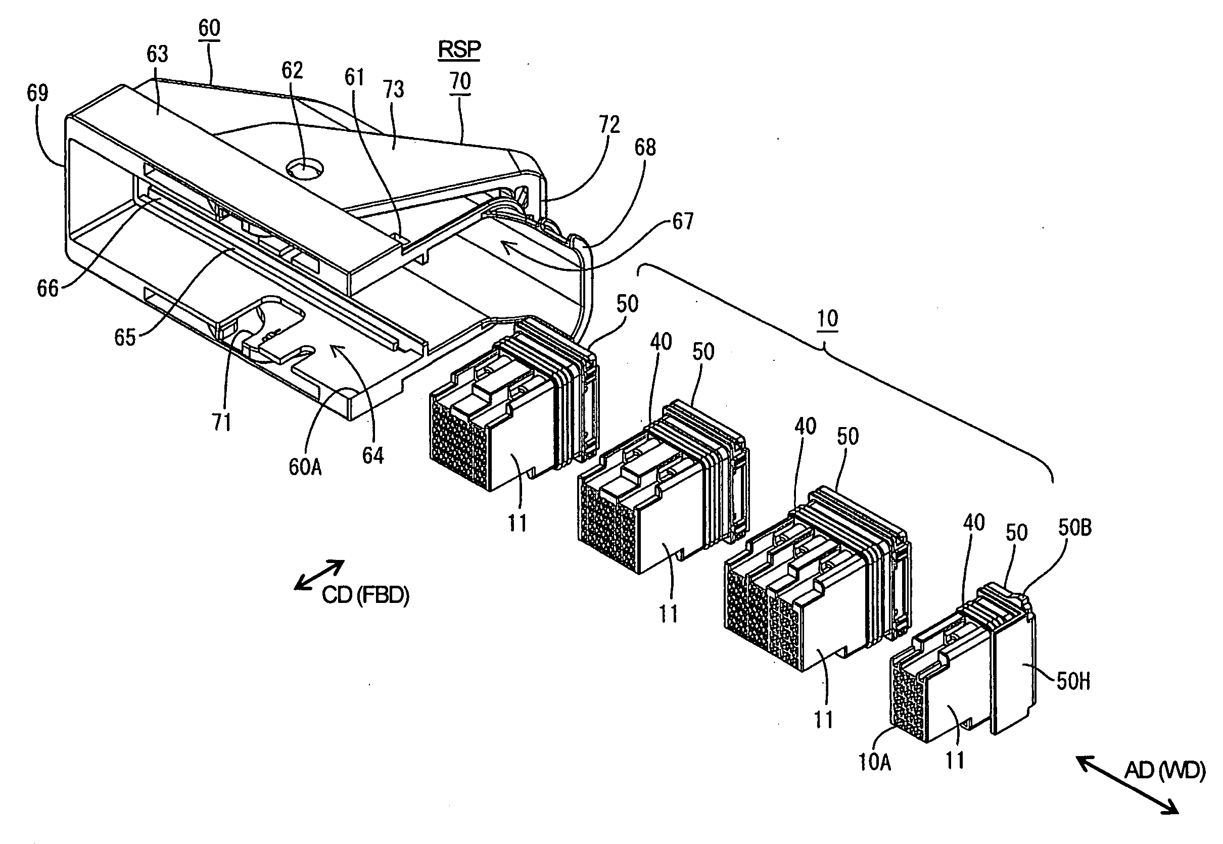 Connector and a connector assembly method