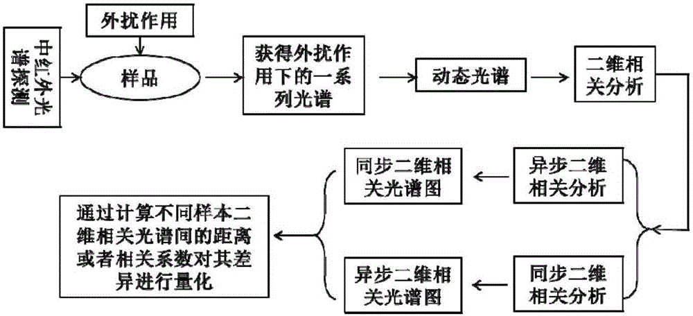 Doped meat paste qualitative and quantitative detection method based on two-dimensional correlation infrared spectroscopy