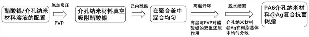 One-step in situ preparation method of pa6 mesoporous nanomaterial@ag composite antibacterial resin