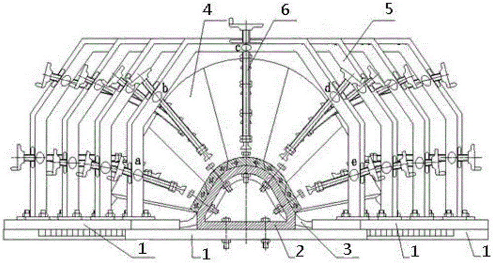 Multi-point pressurizing device for controlling layer density and uniformity of complex surface stitched fabric