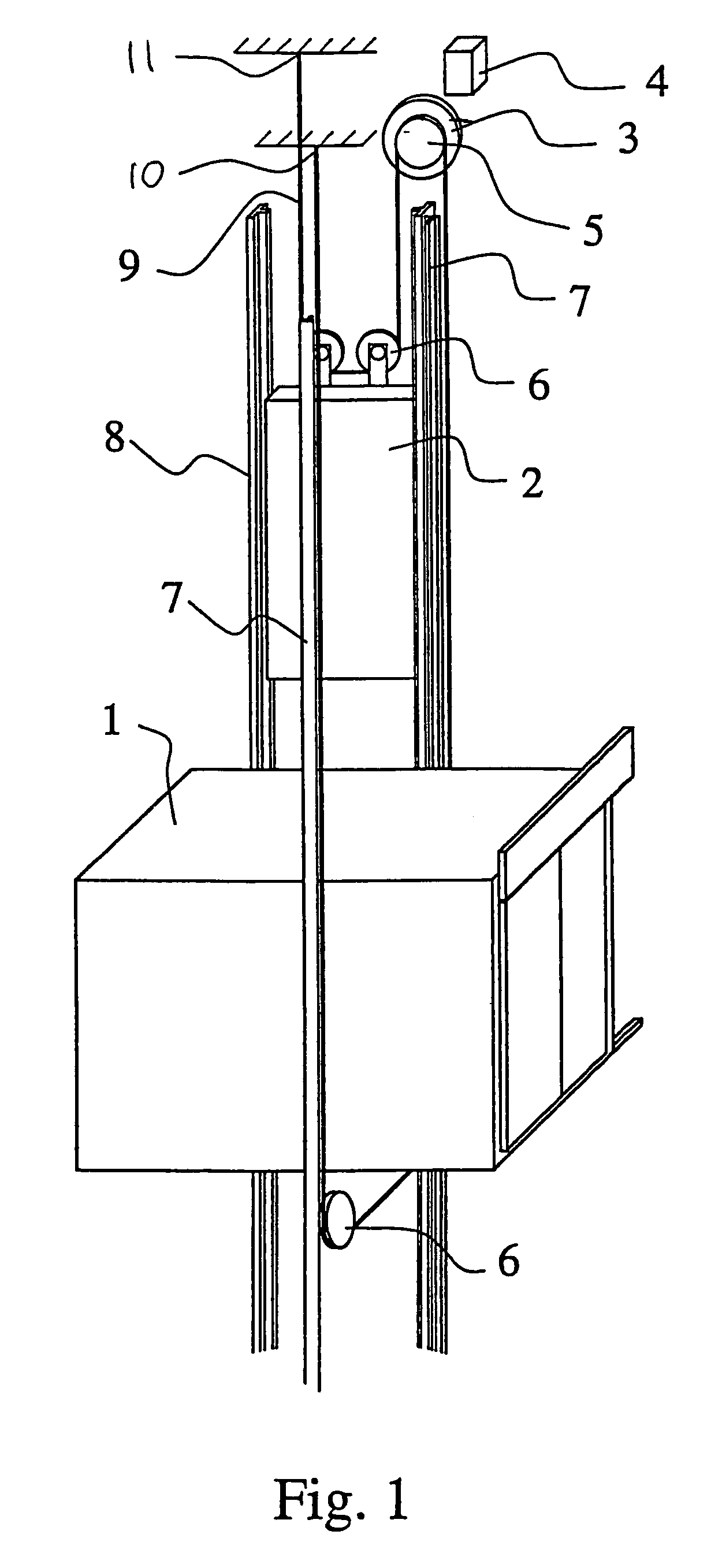 Method for ensuring and measuring the internal tension of an elevator hoisting rope, and elevator permitting the use of said method