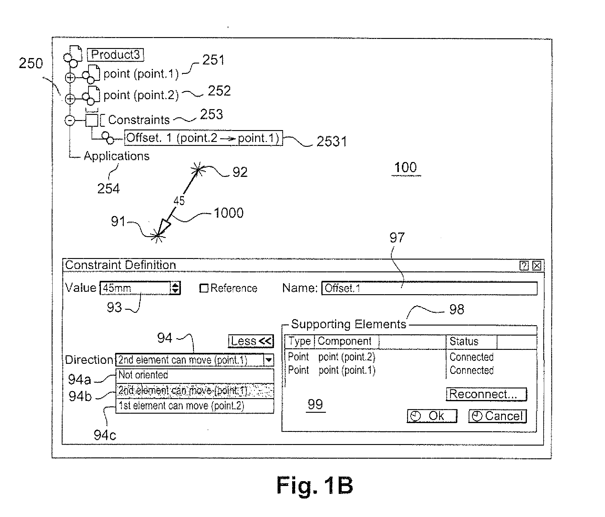 Method and computer program product of computer aided design of a product comprising a set of constrained objects