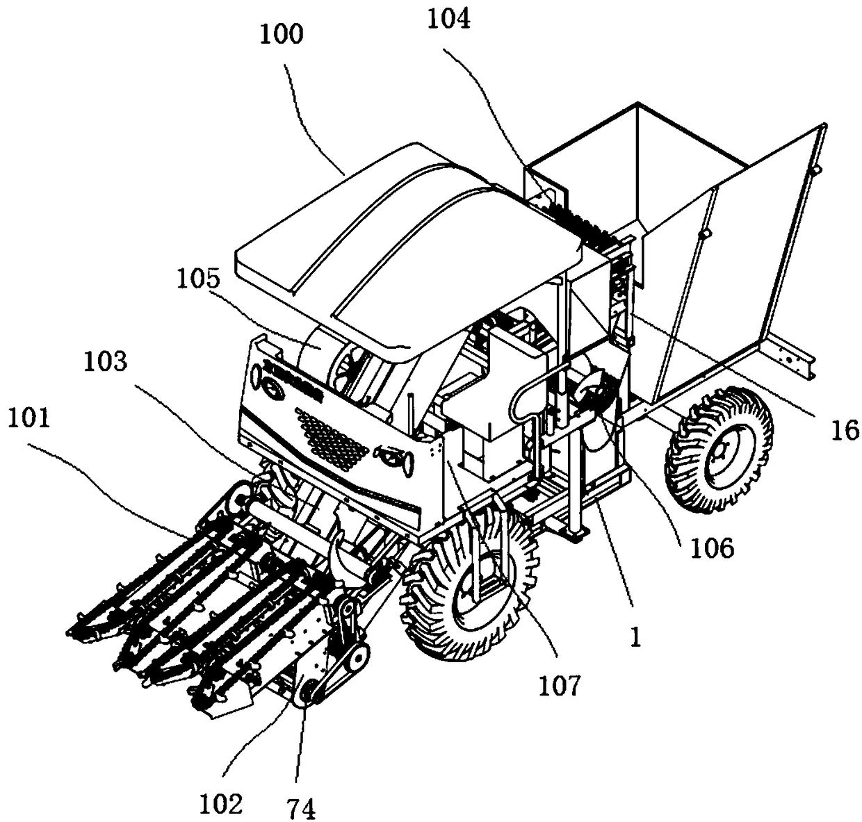 Power transmission system of corn harvester