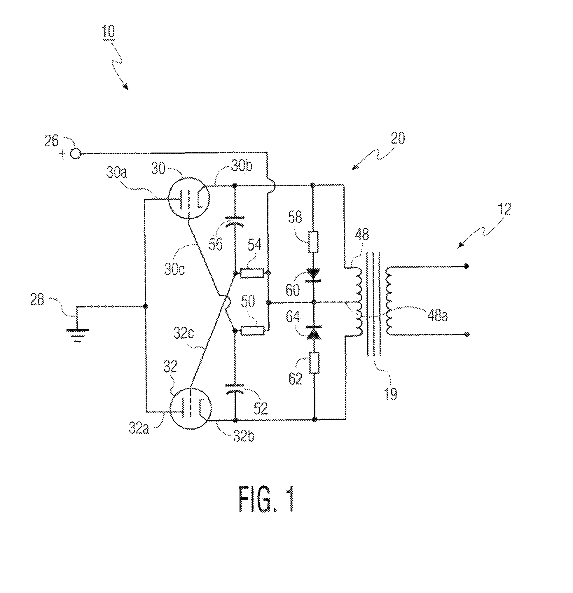 High voltage electron tube inverter with individual output phase current control