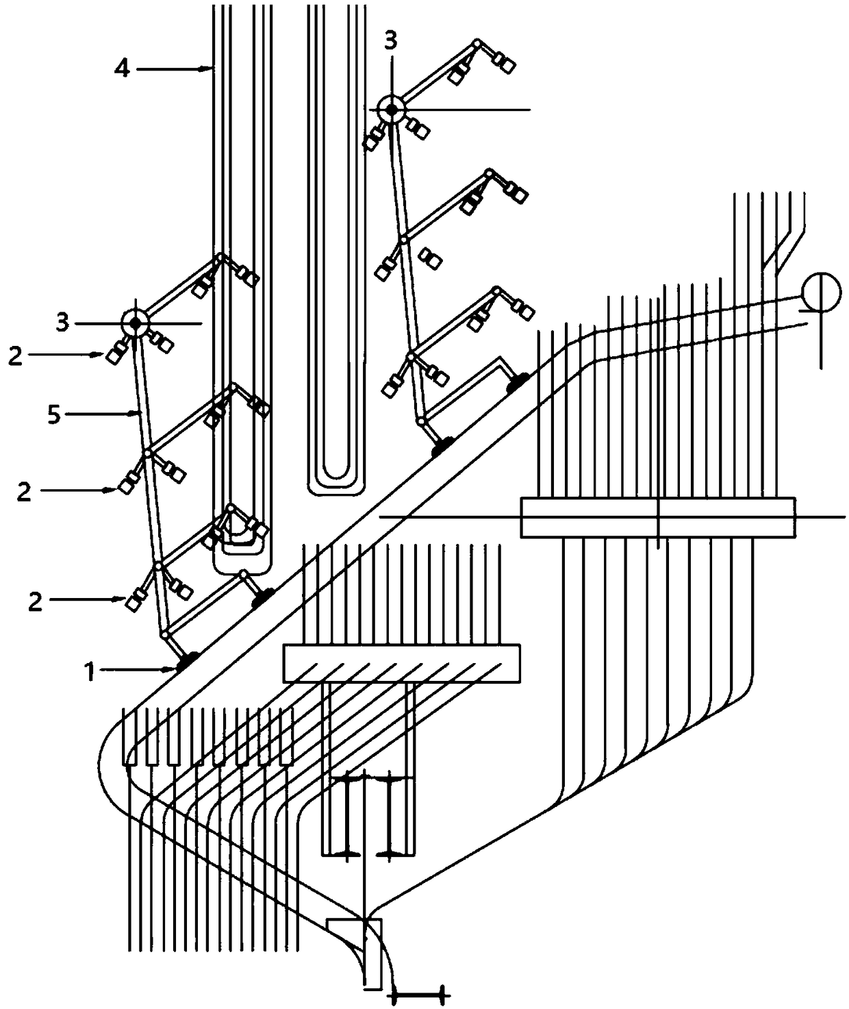 Furnace arch soot blowing system of boiler