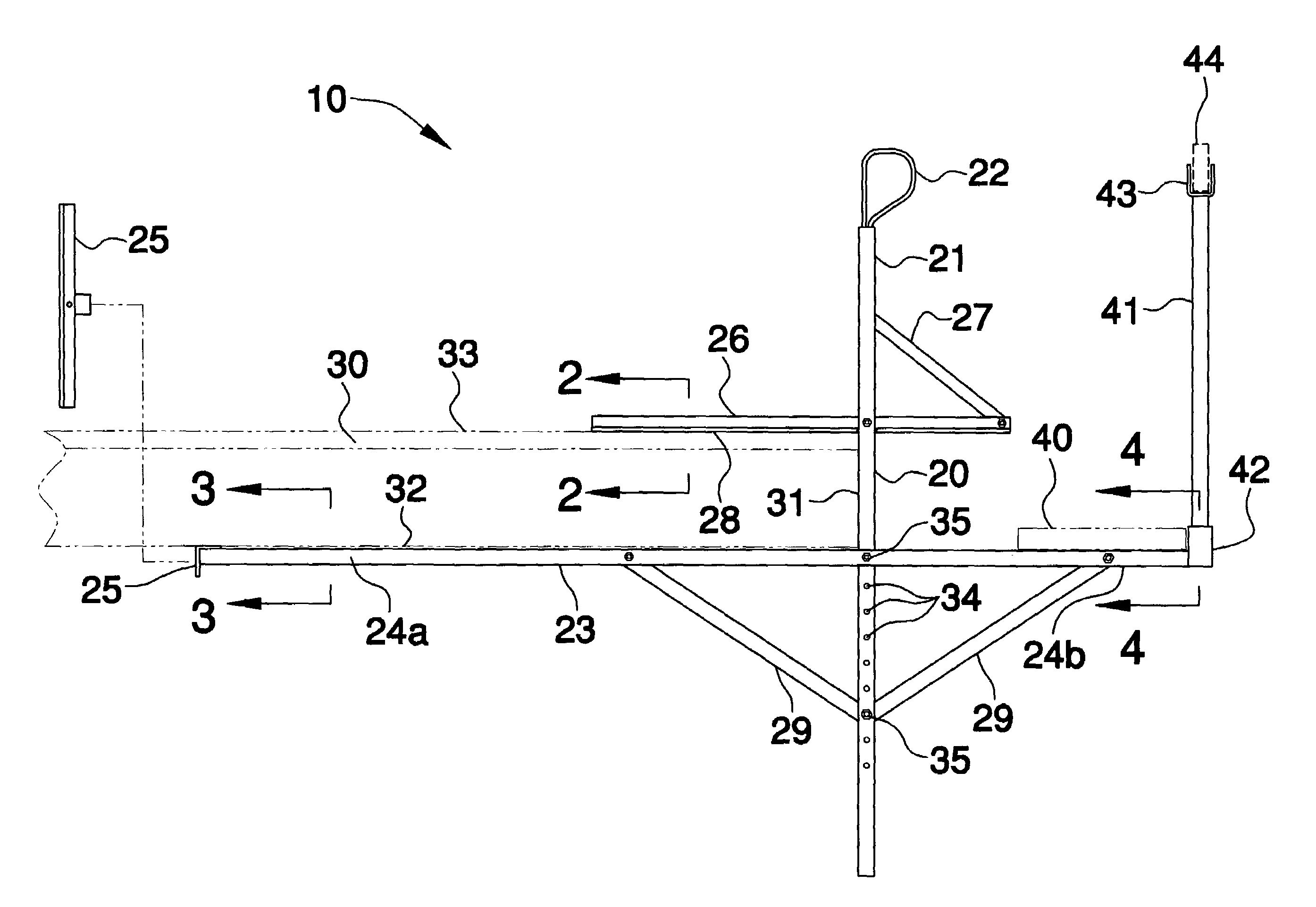 Outrigger assembly for supporting a platform adjacent a work area