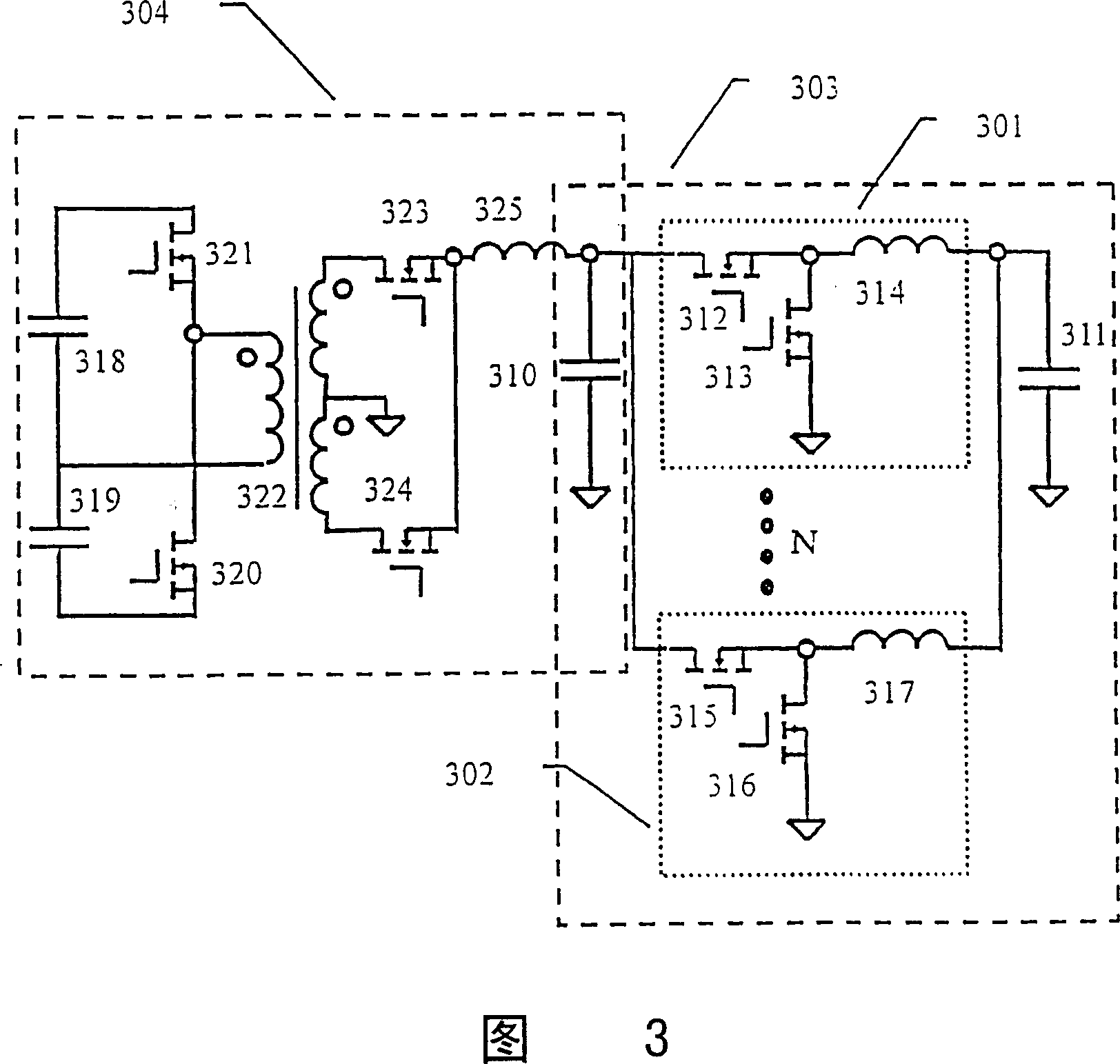 Isolated voltage regulator with one core structure