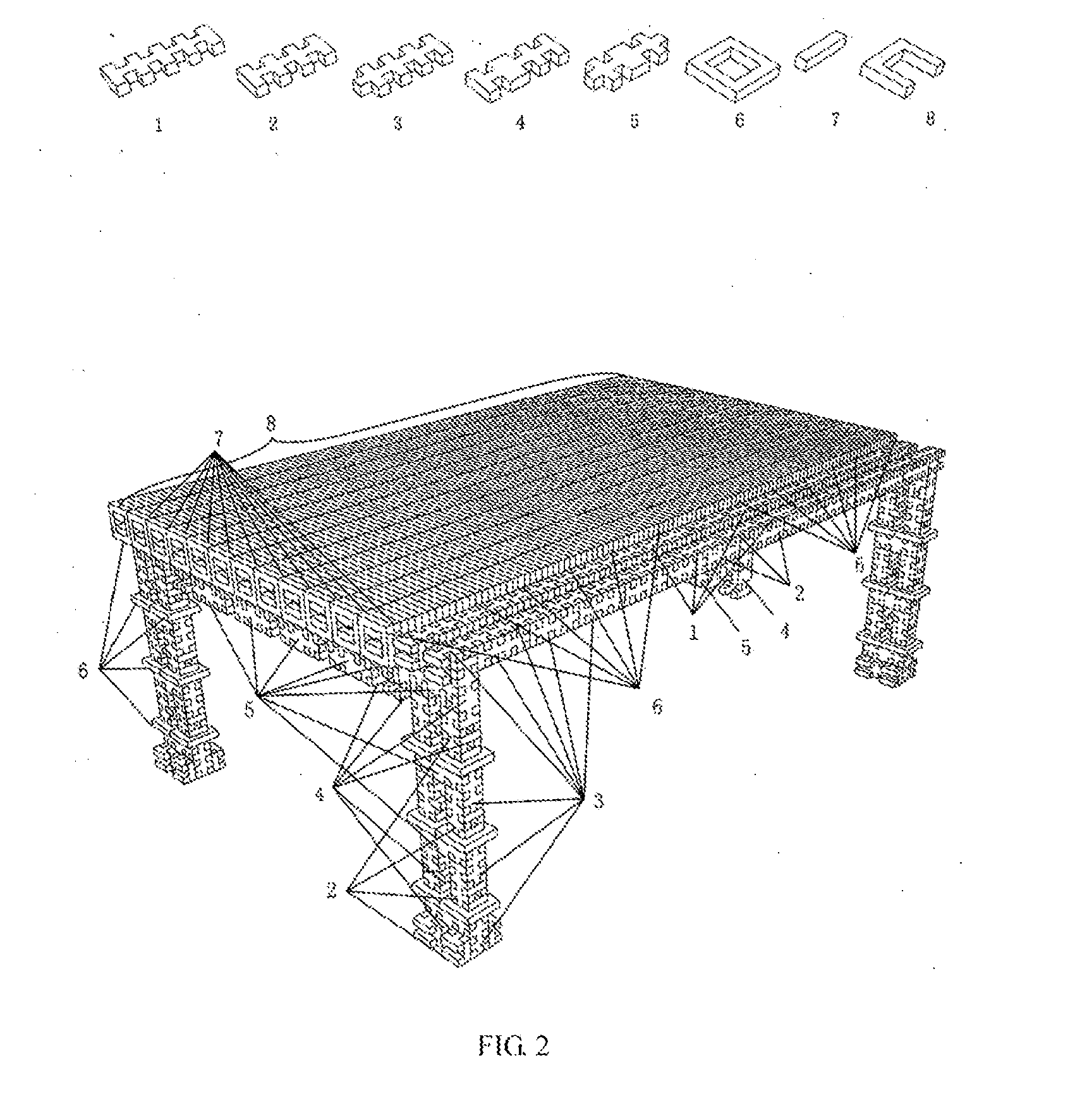 Modular construction system, element  and assembly method thereof