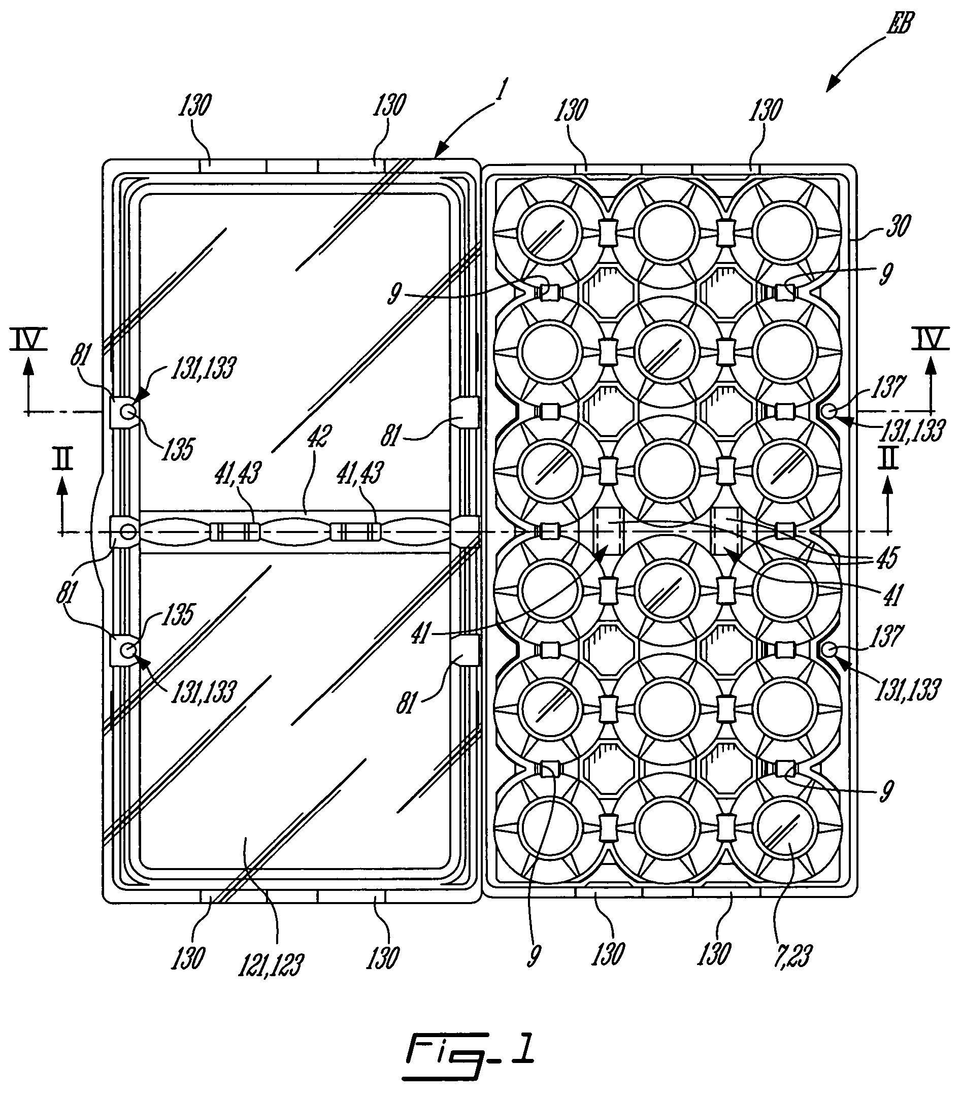 Stackable egg-box, stack of egg-boxes and method for destacking said egg-box