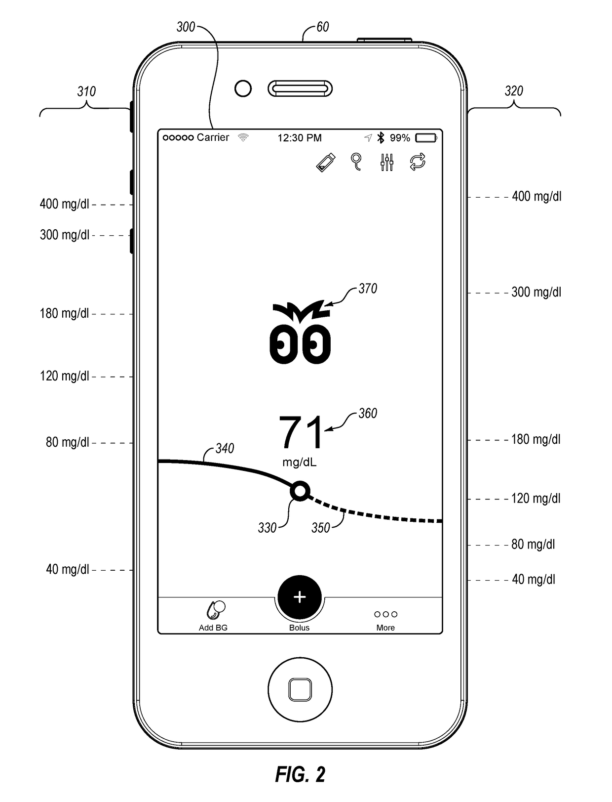 Multi-scale display of blood glucose information