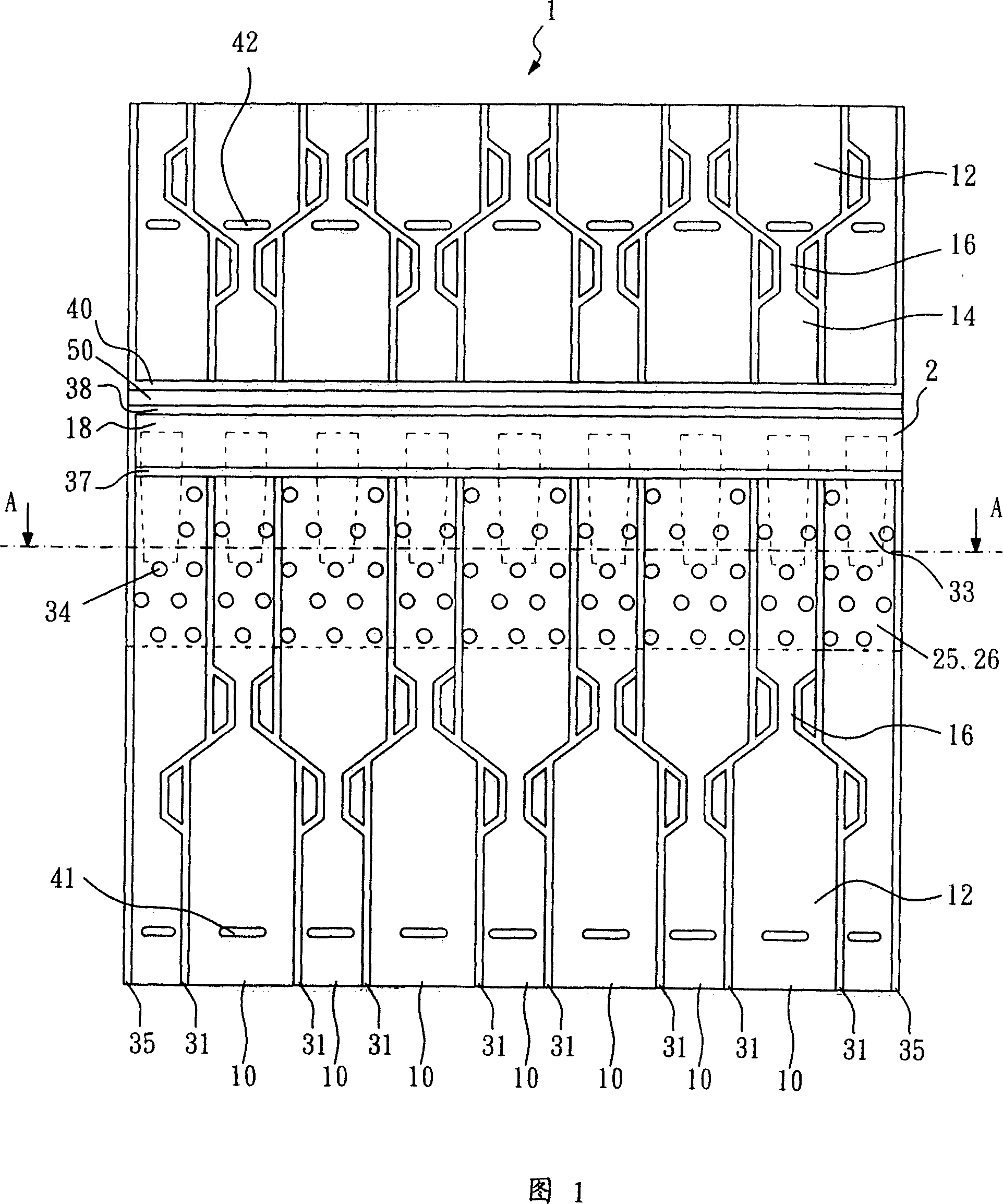 Gas packing bag with multistage gas column