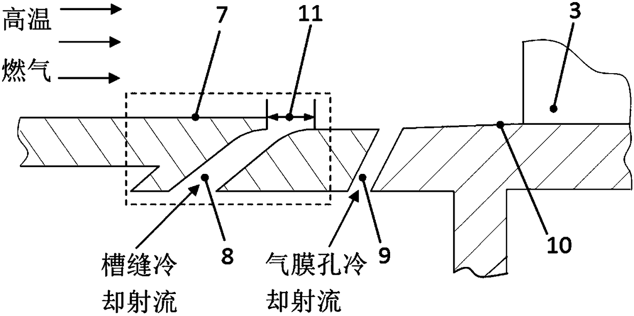 Slot cooling structure capable of improving cooling efficiency of end wall of fixed blade channel