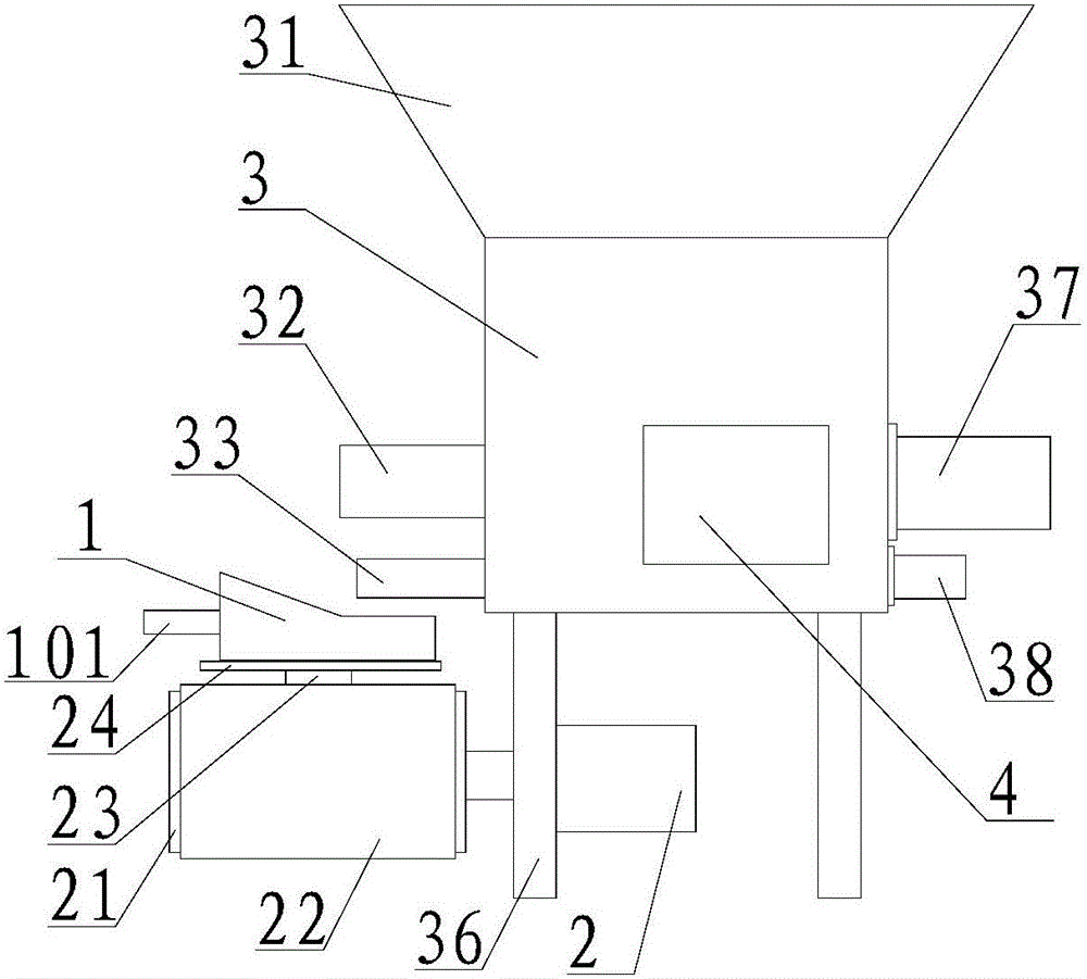 Accurate weighing device for raw material of brake tile