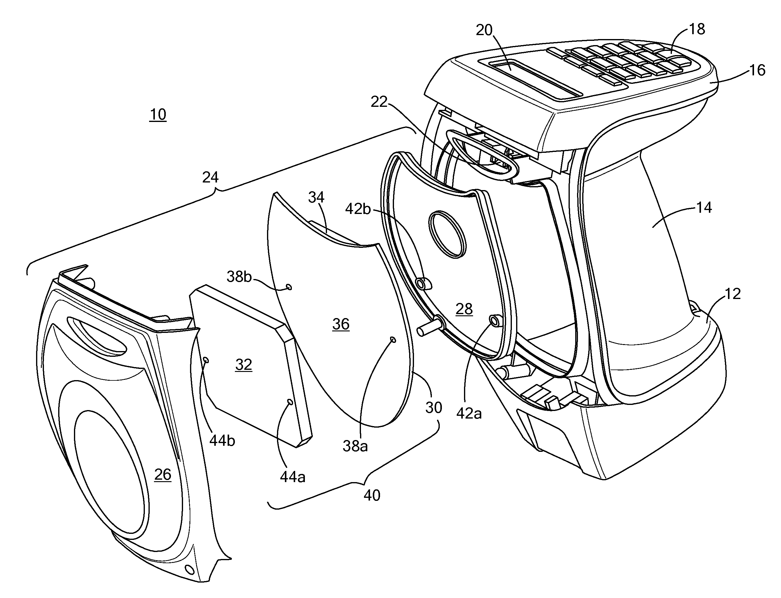 Handheld combination bar code and RFID reader with integrated electronics and antenna