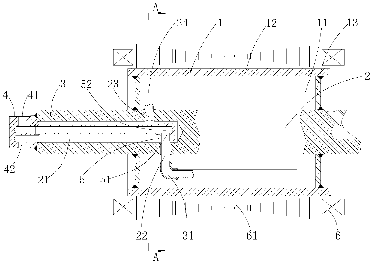 Inner stator motor cooling device, motor and inner stator motor cooling method