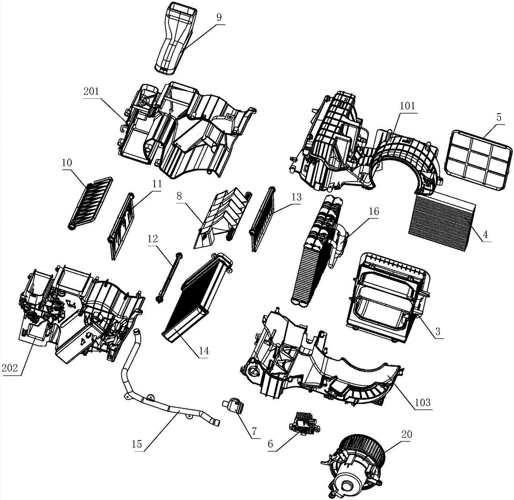 Automobile air conditioner assembly