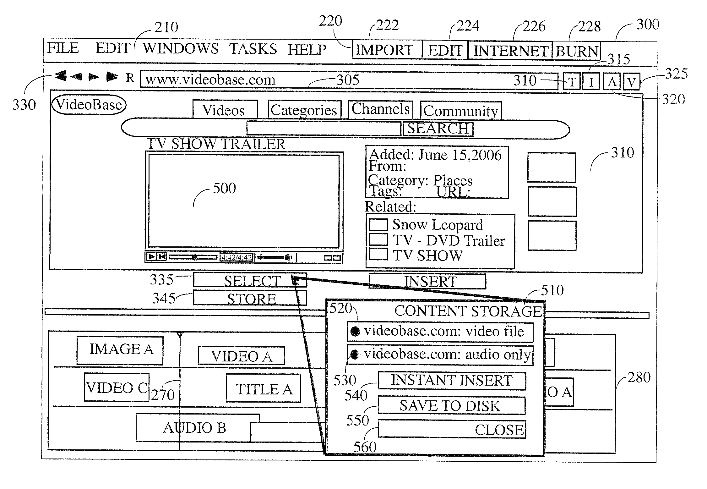 System and method for dynamic content insertion from the internet into a multimedia work