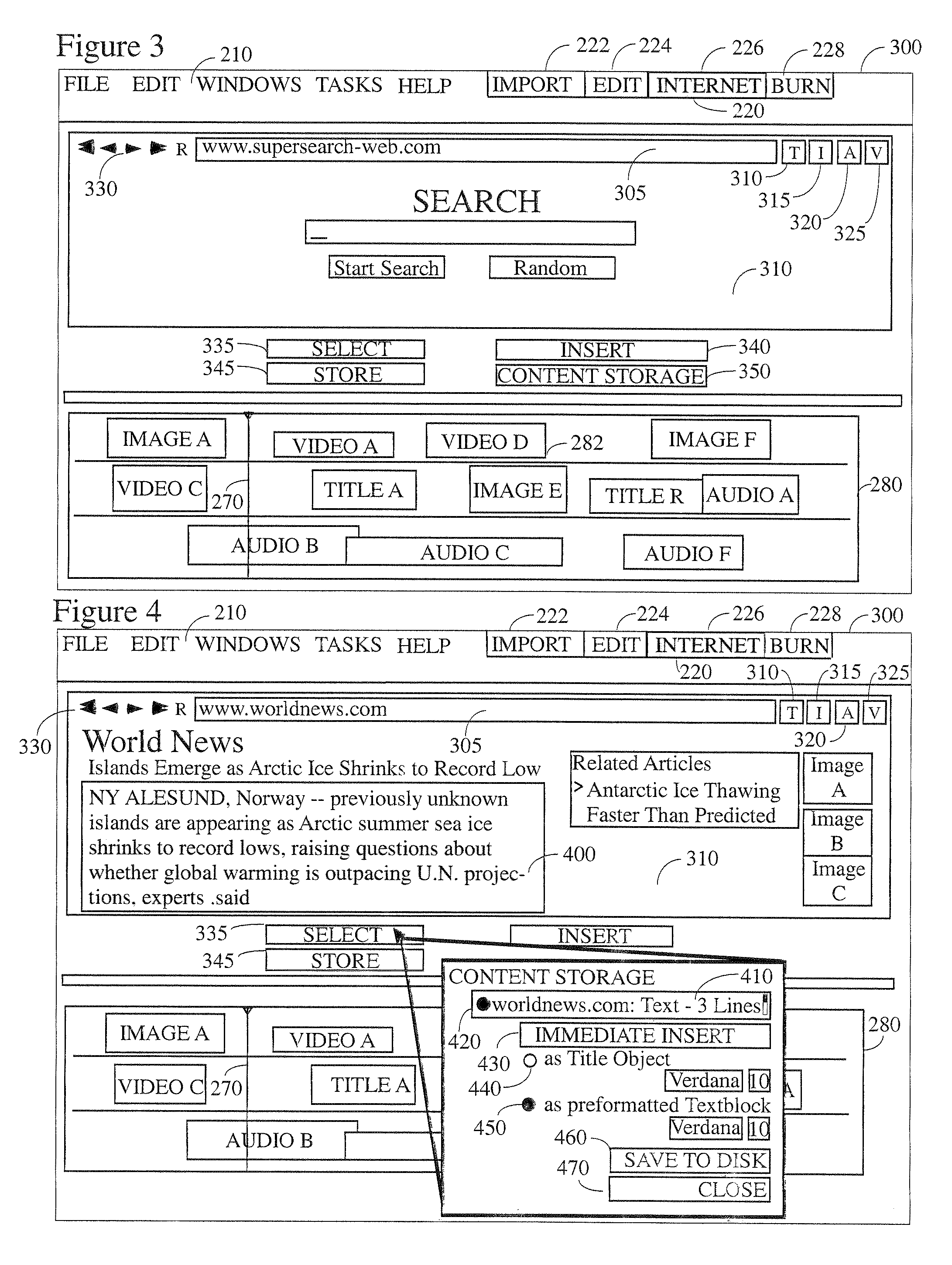 System and method for dynamic content insertion from the internet into a multimedia work