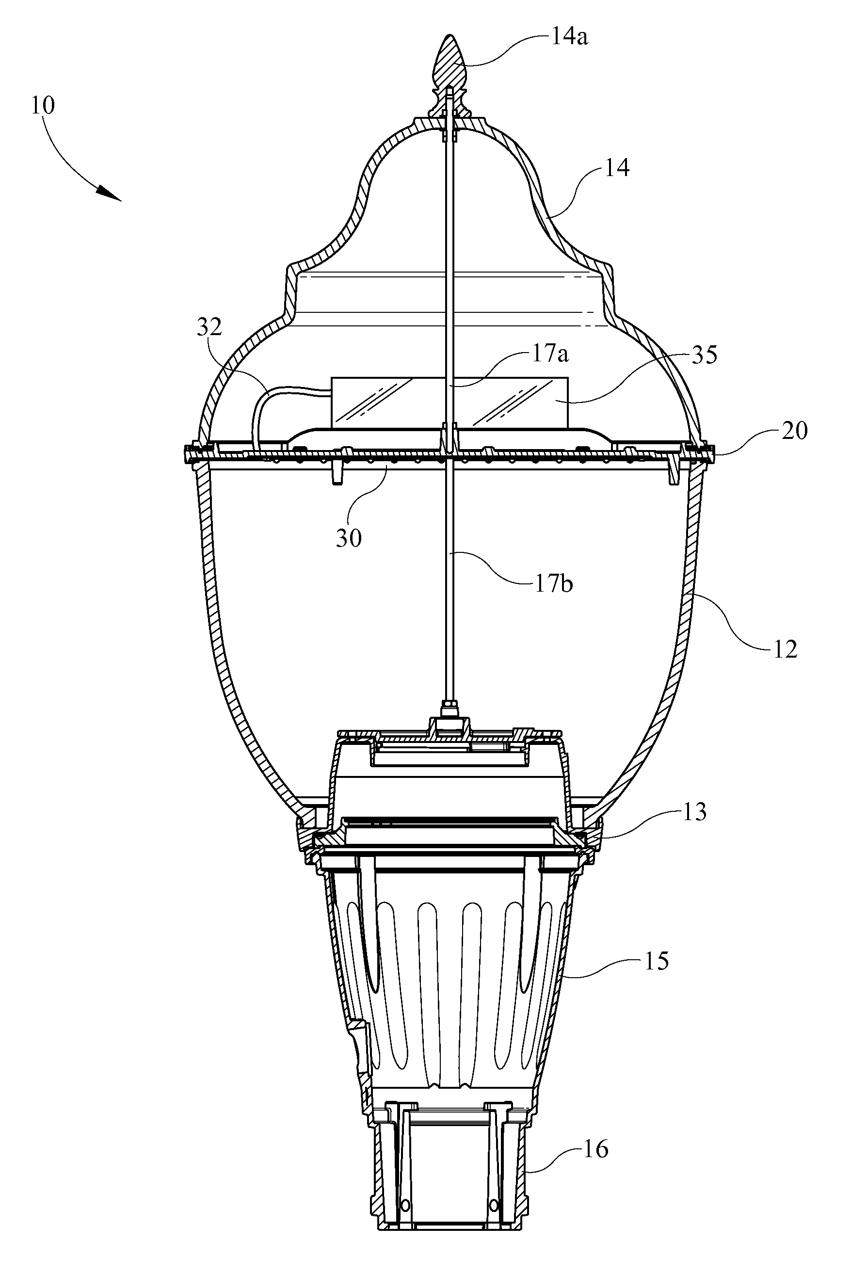 LED based acorn style luminaire