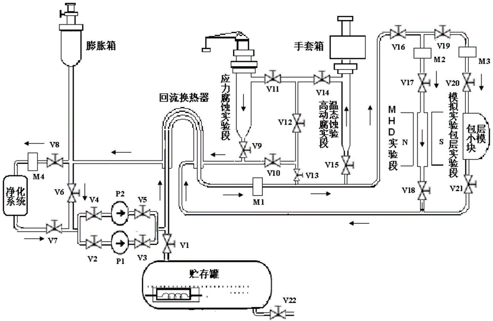 Liquid metal medium forced convection experimental loop