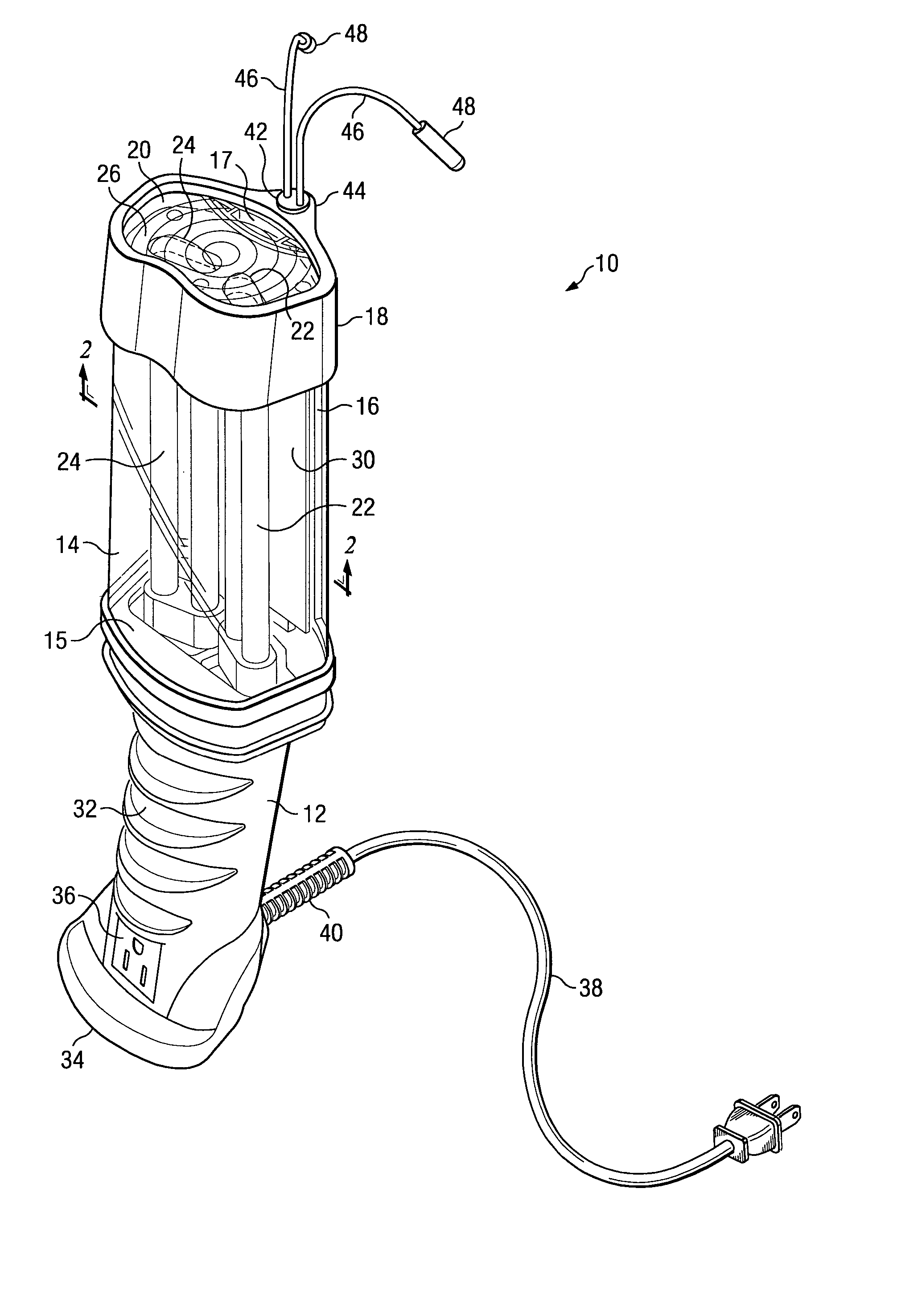 Fluorescent task lamp with optimized bulb alignment and ballast