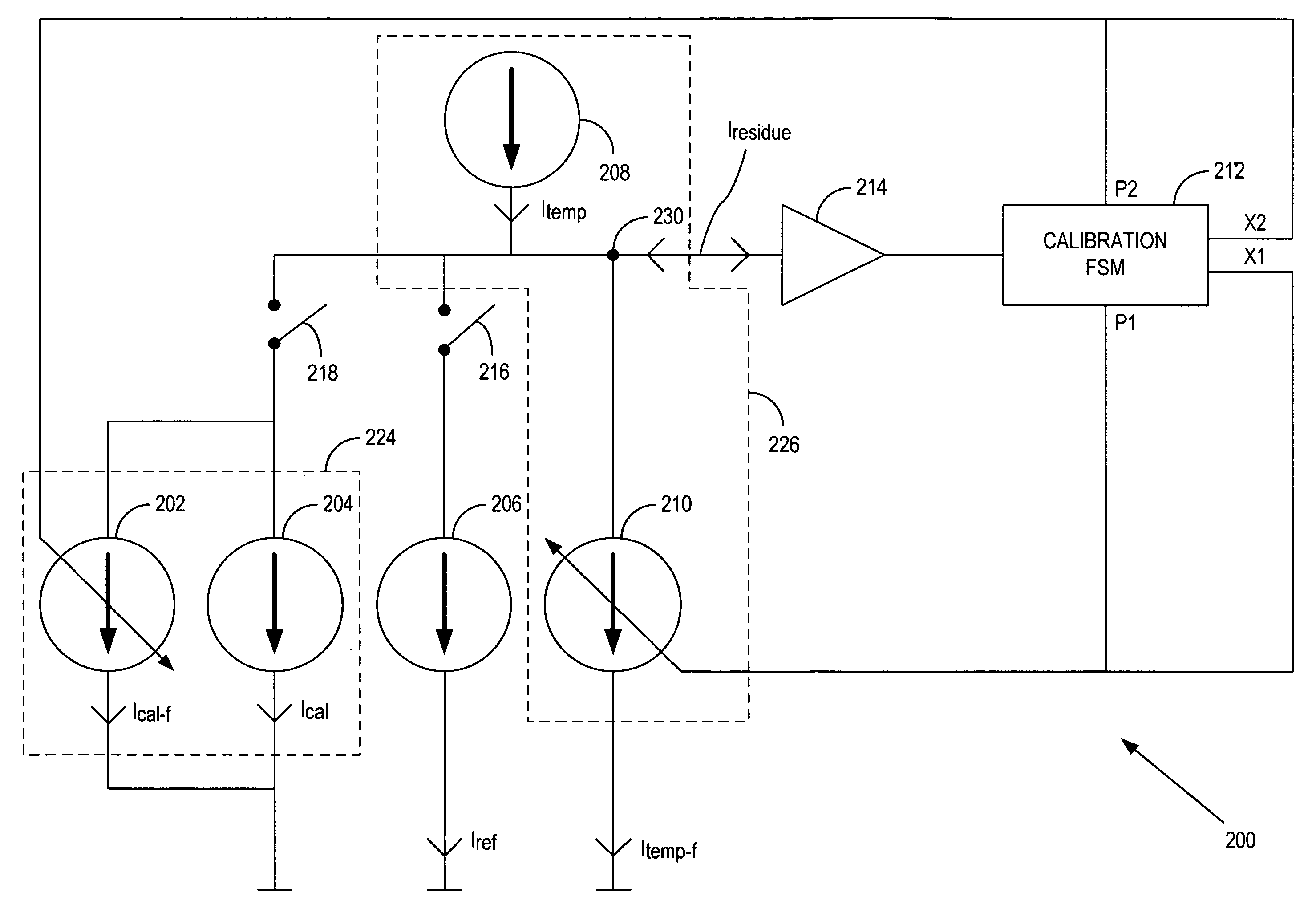 Method and apparatus for calibrating a scaled current electronic circuit