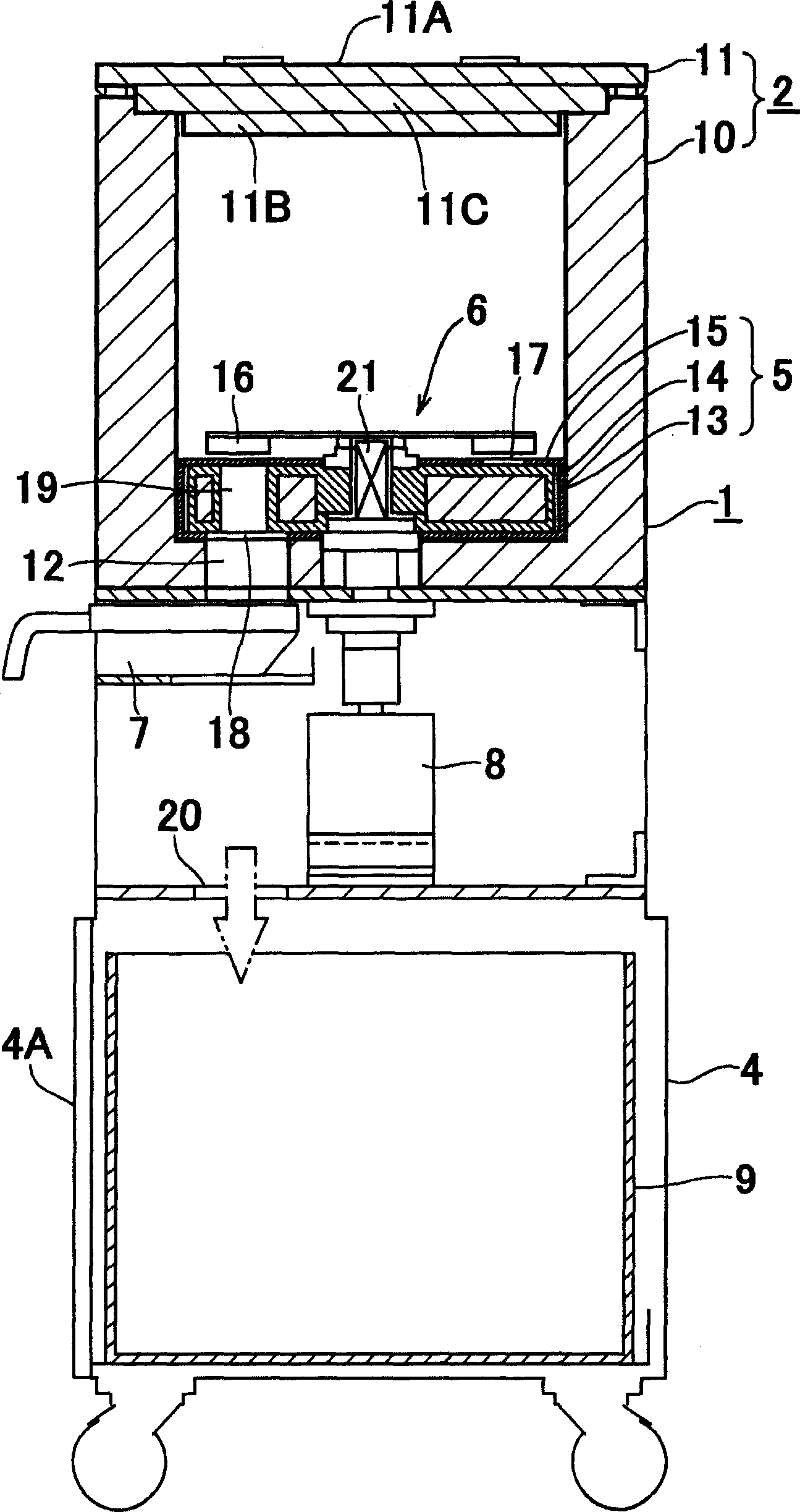 Granular dried ice proportioning taking-up device