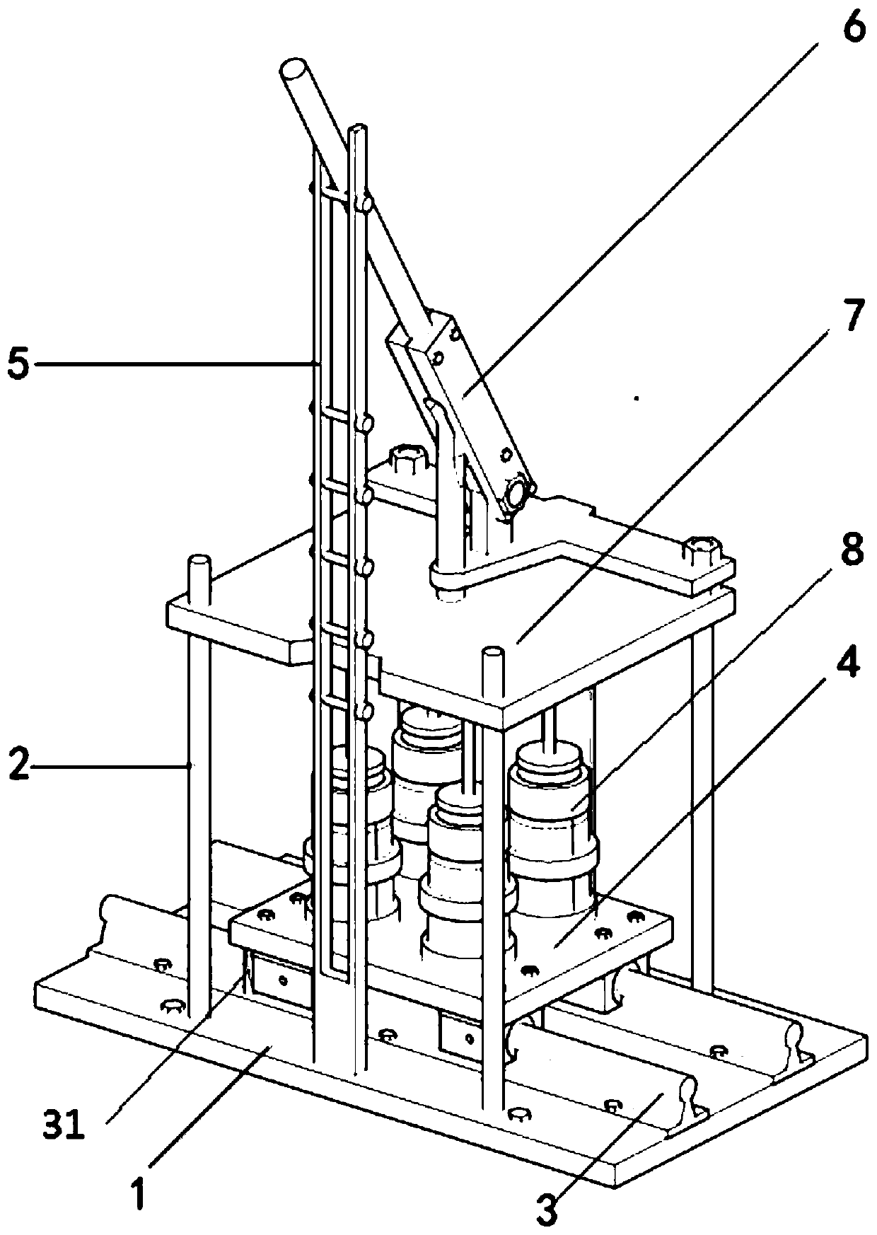 Lever-type sample preparation machine for disturbed soil triaxial compression test and sample preparation method thereof