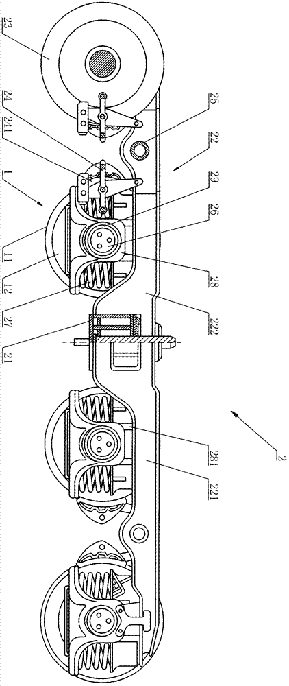 Thrust wheel for heavy-duty railway wagons and bogie thereof